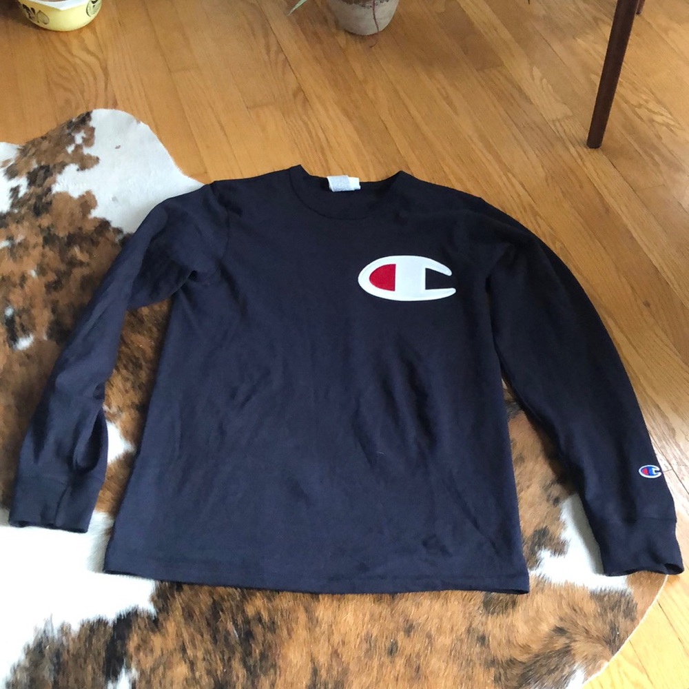 Champion Navy Long Sleeve Tee Shirt